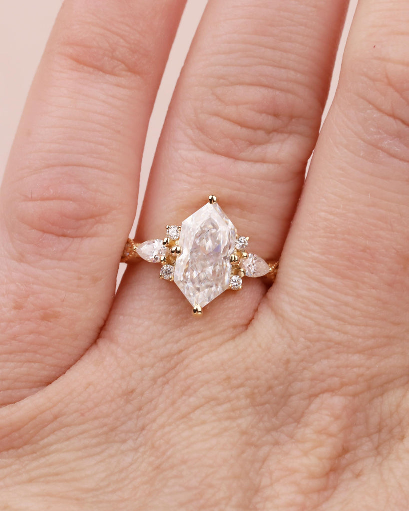 Art Deco Dutch Marquise Lab Grown Diamond Engagement Ring, 18k Solid Gold Wedding Rings image #14