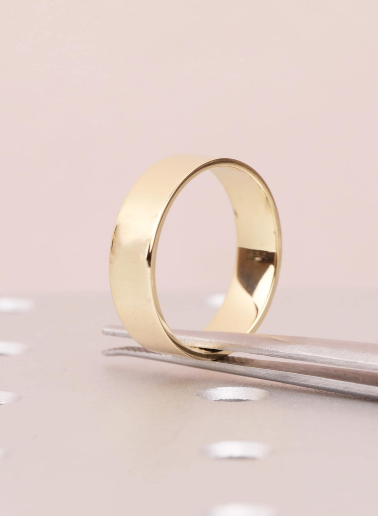 6mm Solid Gold Men’s Wedding Band | 18K Yellow Gold Squared Band Groom Ring | Minimalist Anniversary Band | Engagement Ring | Men's Jewelry image #1