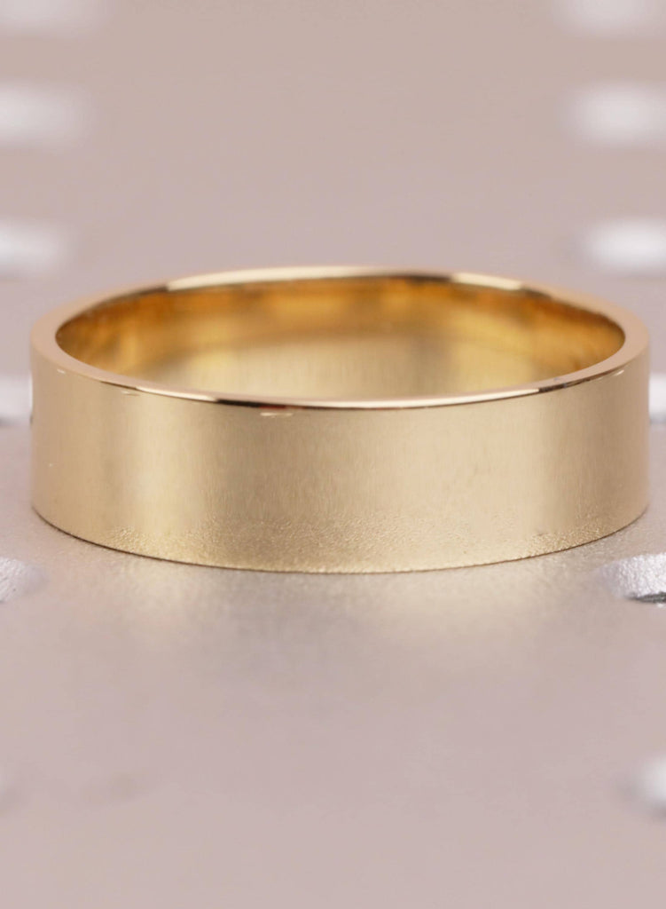 6mm Solid Gold Men’s Wedding Band | 18K Yellow Gold Squared Band Groom Ring | Minimalist Anniversary Band | Engagement Ring | Men's Jewelry image #9