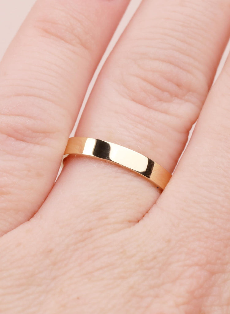 3mm Minimalist Stackable Ring, 18K Yellow Gold Ring For Women