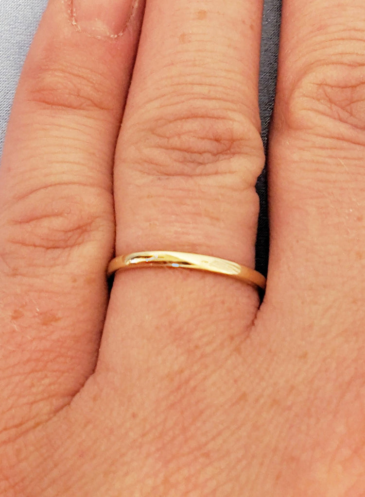 Dainty Stackable Ring, Minimalist Wedding Band, 14k Solid Gold Dainty Stacking Ring, Plain Ring For Woman, Slim Yellow Gold Bridal Band image #6