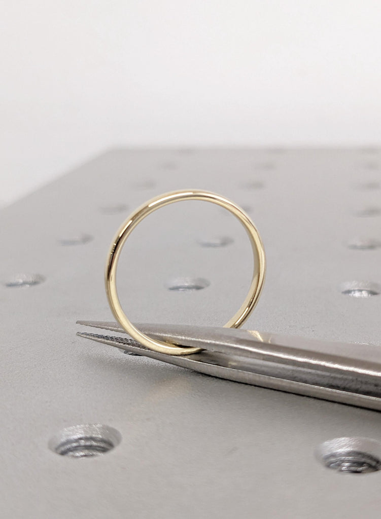 Dainty Stackable Ring, Minimalist Wedding Band, 14k Solid Gold Dainty Stacking Ring, Plain Ring For Woman, Slim Yellow Gold Bridal Band image #2