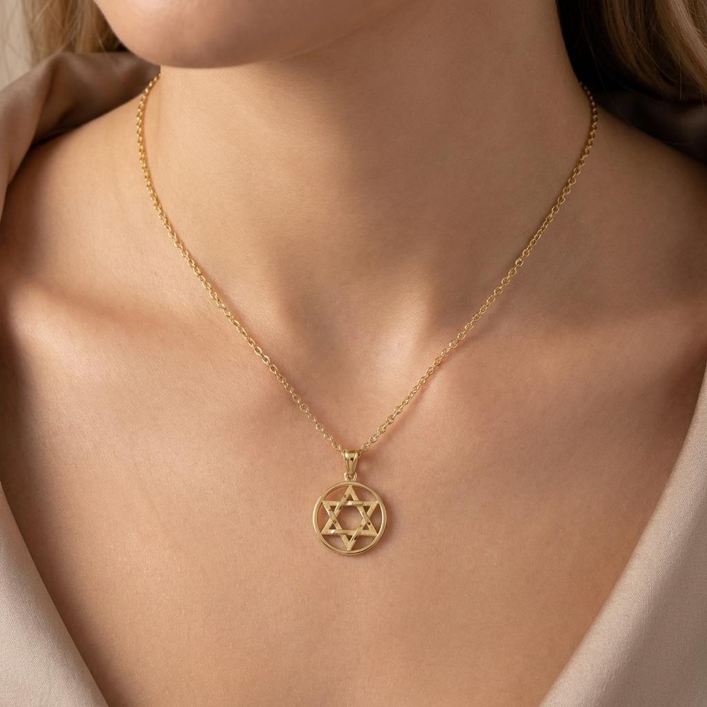 Gold Star of David Necklace, Star of David Charm Necklace, Star of David Pendant, Jewish Star Necklace, Hanukkah Gift, Gift for Her