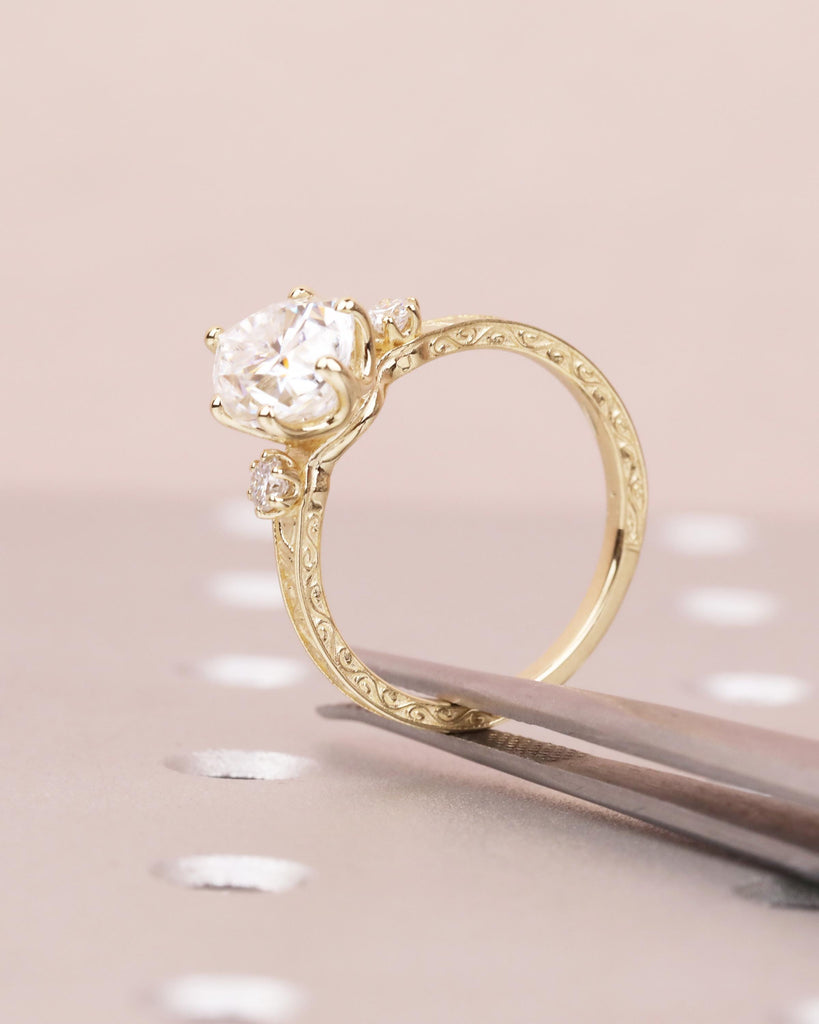 Vintage Pear Cut Lab Grown Diamond Engagement Ring, Antique Style Yellow Gold Filigree Promise Ring, Art Deco Wedding Rings for Women image #7