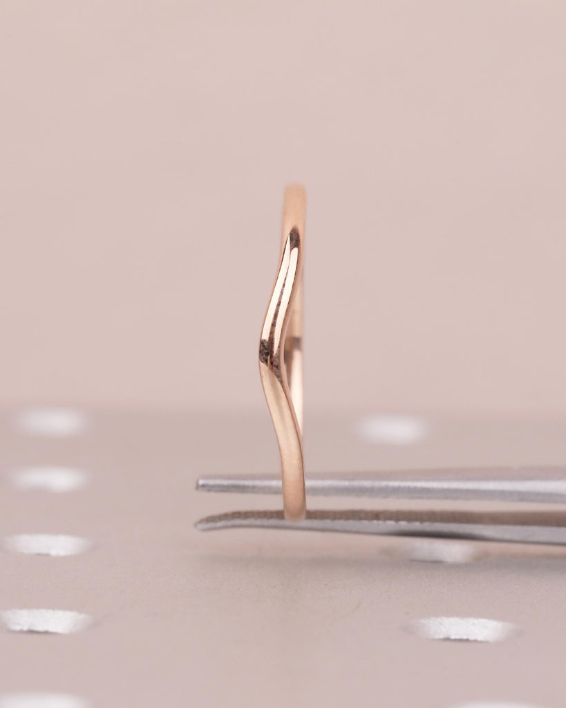 Curved Wedding Band Women | Dainty 14k Rose Gold Ring | Minimalist Stackable Rings | Unique Personalized Jewelry | Plain Anniversary Ring image #5