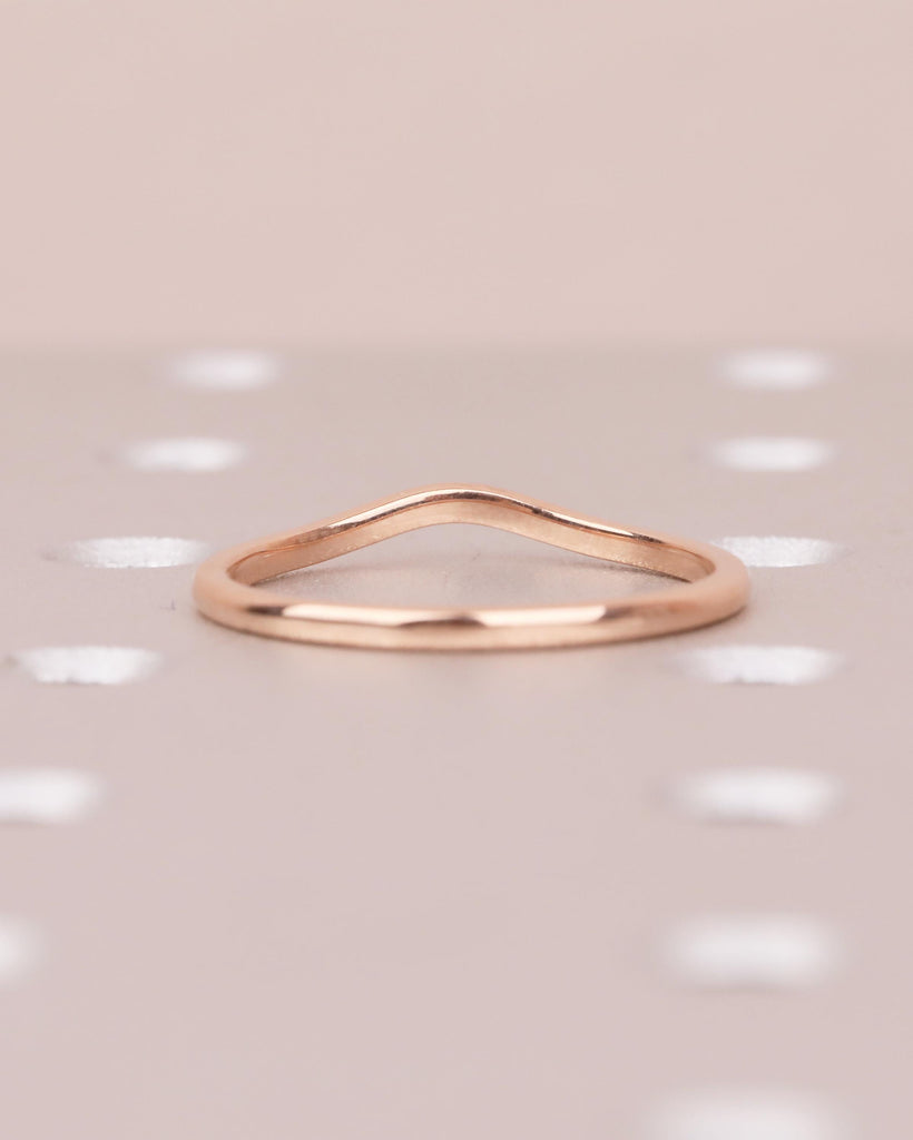 Curved Wedding Band Women | Dainty 14k Rose Gold Ring | Minimalist Stackable Rings | Unique Personalized Jewelry | Plain Anniversary Ring image #7