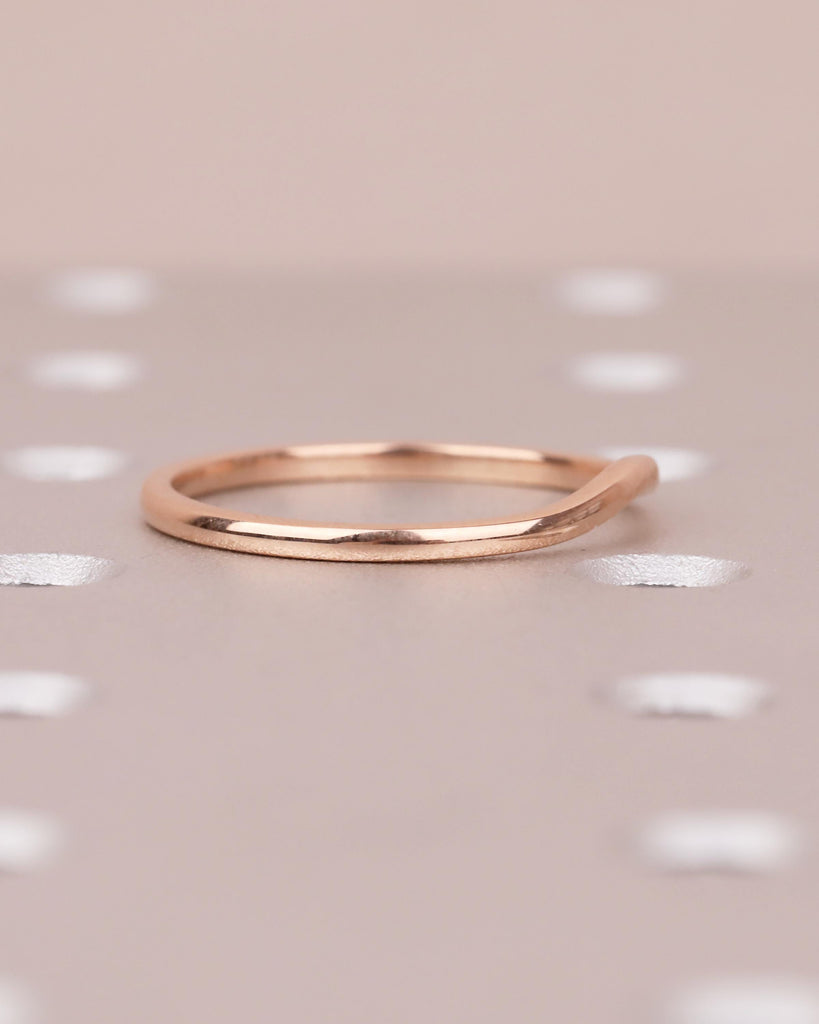 Curved Wedding Band Women | Dainty 14k Rose Gold Ring | Minimalist Stackable Rings | Unique Personalized Jewelry | Plain Anniversary Ring image #10