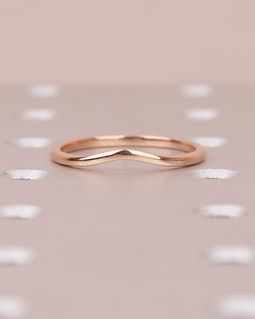 Curved Wedding Band Women | Dainty 14k Rose Gold Ring | Minimalist Stackable Rings | Unique Personalized Jewelry | Plain Anniversary Ring image #8