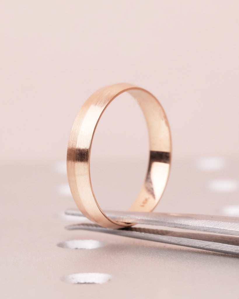 4mm Men Wedding Band | Brushed Finish Wedding Ring | Promise Ring for Him | Knife Edge Men's Engagement Ring | Unique 14k Rose Gold Band image #6