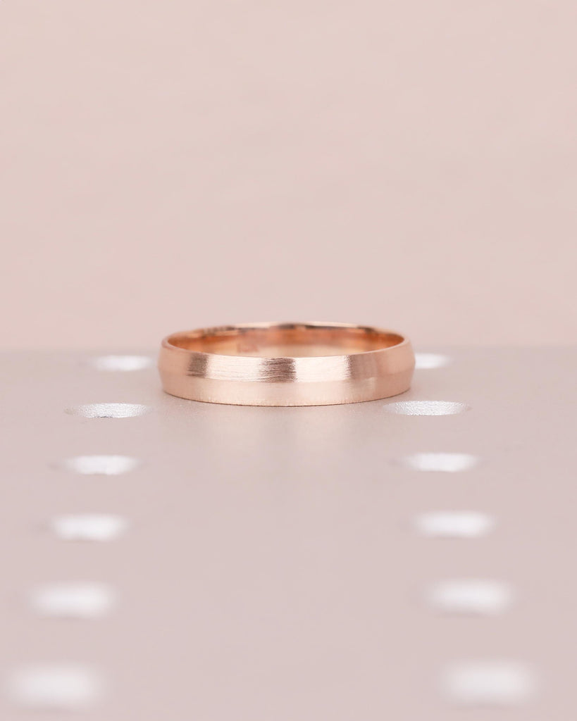 4mm Men Wedding Band | Brushed Finish Wedding Ring | Promise Ring for Him | Knife Edge Men's Engagement Ring | Unique 14k Rose Gold Band image #7