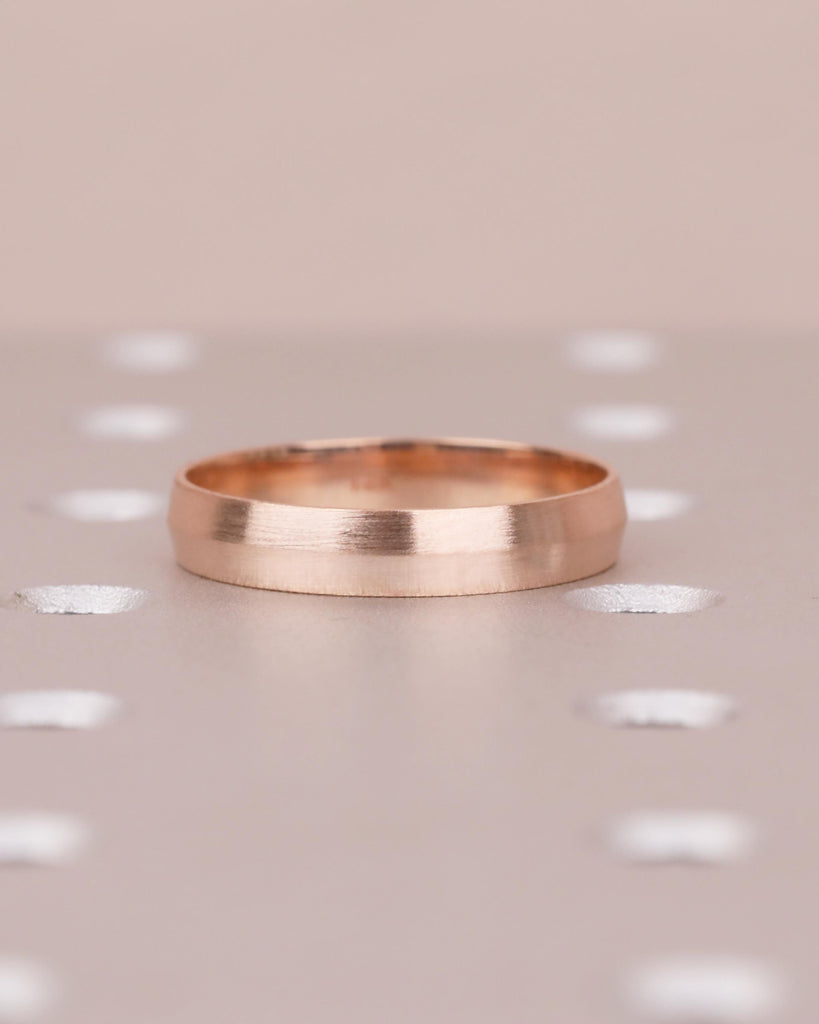 4mm Men Wedding Band | Brushed Finish Wedding Ring | Promise Ring for Him | Knife Edge Men's Engagement Ring | Unique 14k Rose Gold Band image #3
