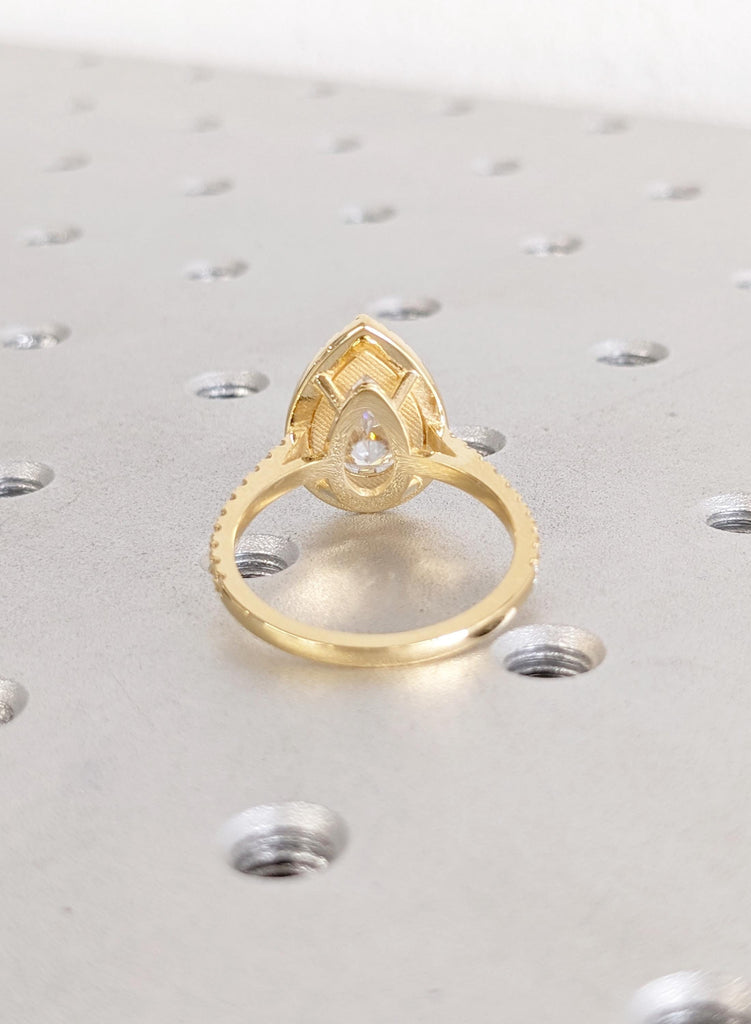 3 carat Diamond Wedding Ring, Lab Grown Diamond Halo Engagement Ring in 14K Gold, VVS clarity Diamond Jewelry, Unique Proposal Ring For Her image #8