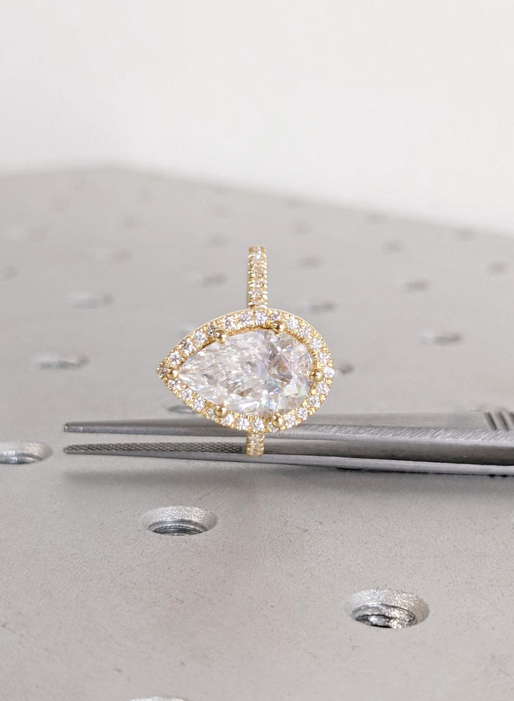 3 carat Diamond Wedding Ring, Lab Grown Diamond Halo Engagement Ring in 14K Gold, VVS clarity Diamond Jewelry, Unique Proposal Ring For Her image #14