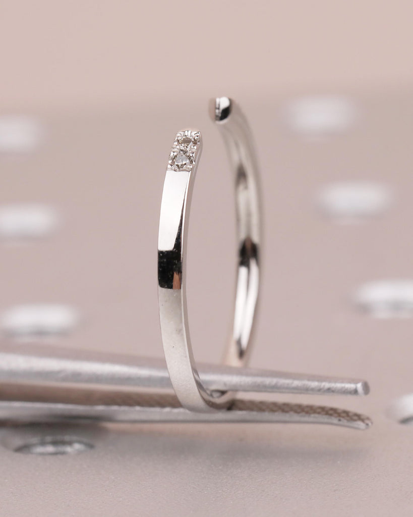 Open Wedding Band with Pave Salt and Pepper Diamonds, Minimalist Band image #11