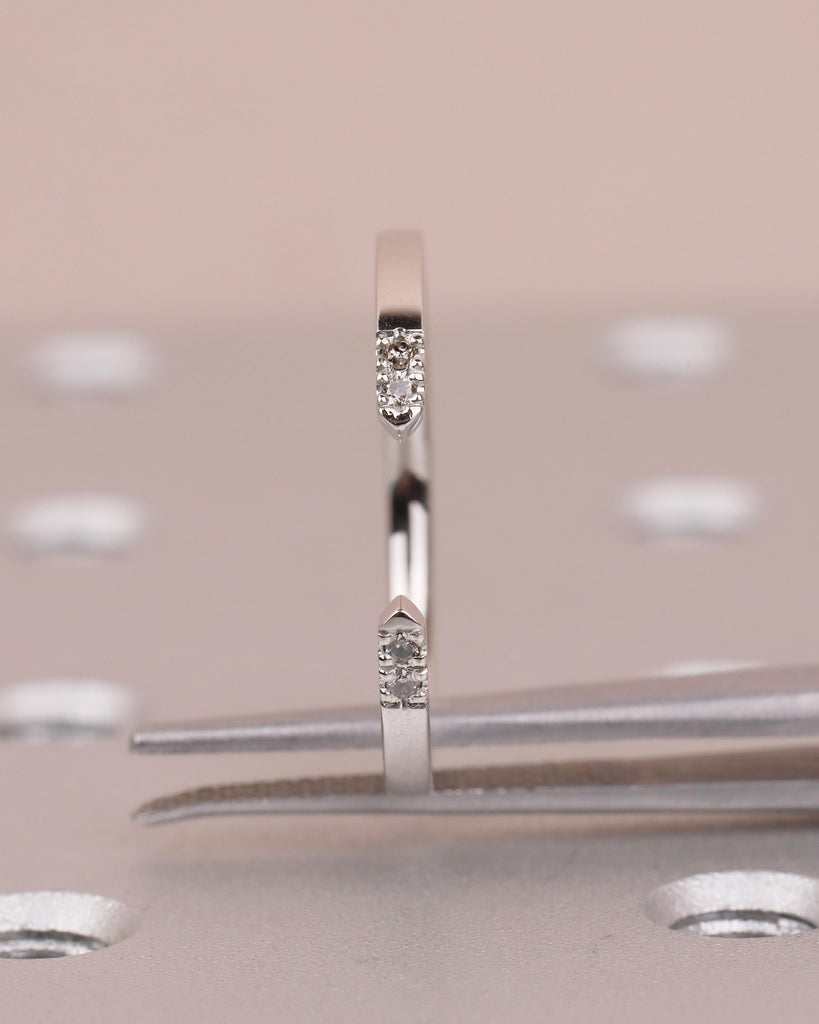 Open Wedding Band with Pave Salt and Pepper Diamonds, Minimalist Band image #13