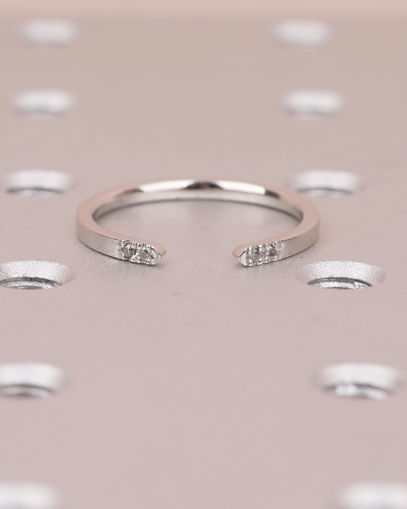 Open Wedding Band with Pave Salt and Pepper Diamonds, Minimalist Band image #8