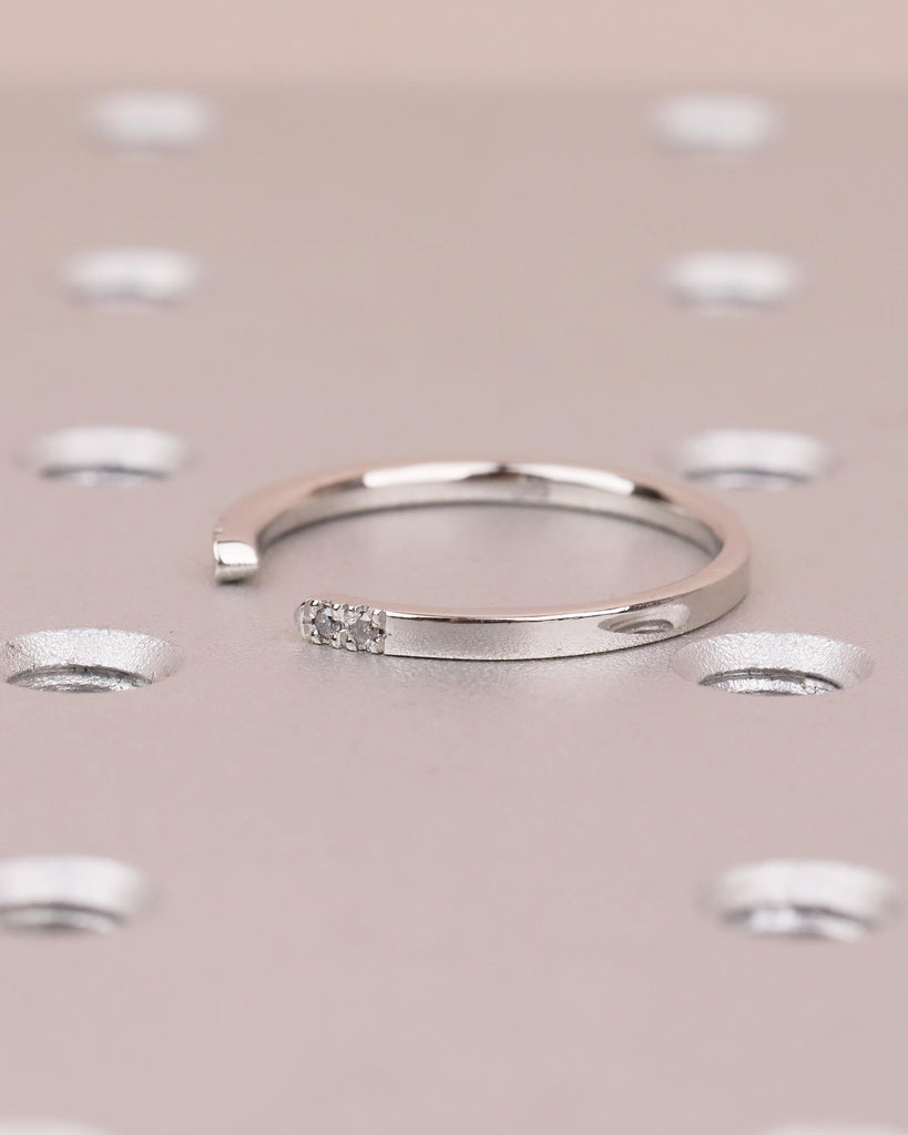 Open Wedding Band with Pave Salt and Pepper Diamonds, Minimalist Band image #5