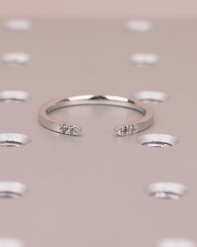 Open Wedding Band with Pave Salt and Pepper Diamonds, Minimalist Band image #10
