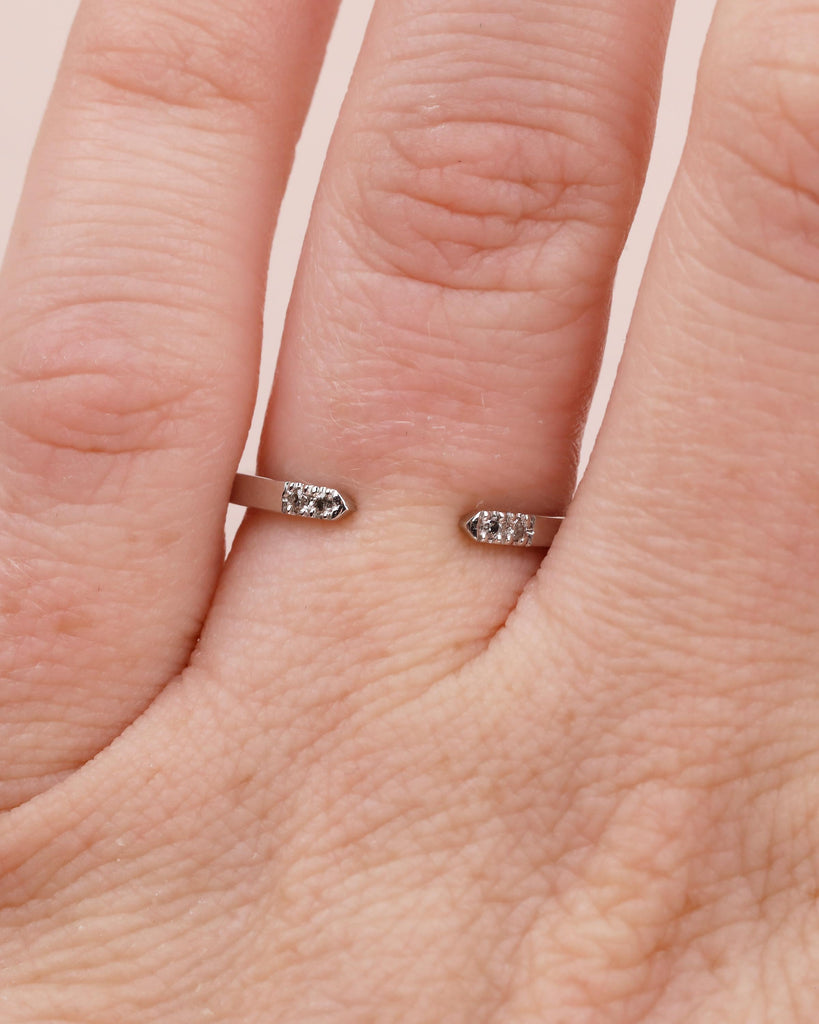 Open Wedding Band with Pave Salt and Pepper Diamonds