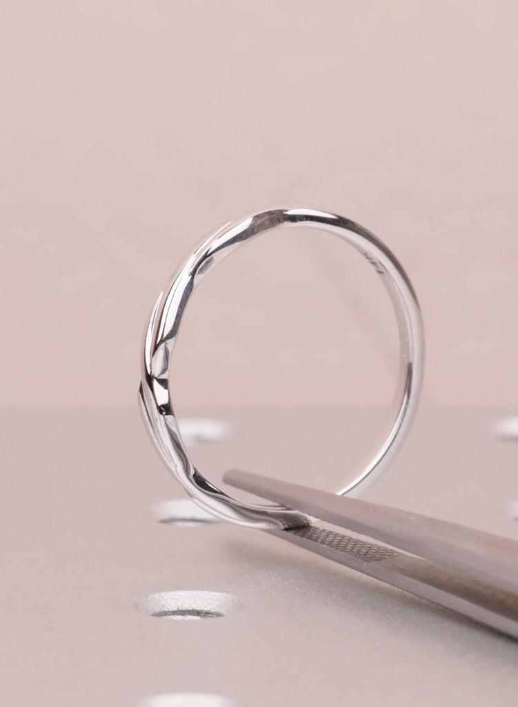 Dainty 14K White Gold Twisted Wedding Band, Unique Infinity Twist Stacking Ring for Women, Minimalist Matching Bridal Anniversary Ring Gift image #6