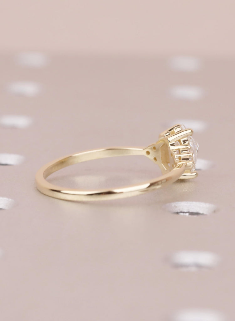 Lab Grown Hexagon Diamond Engagement Ring, 14K Yellow Gold Cluster Wedding Ring, Anniversary Gift image #5