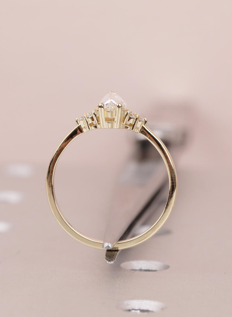 Lab Grown Hexagon Diamond Engagement Ring, 14K Yellow Gold Cluster Wedding Ring, Anniversary Gift image #11