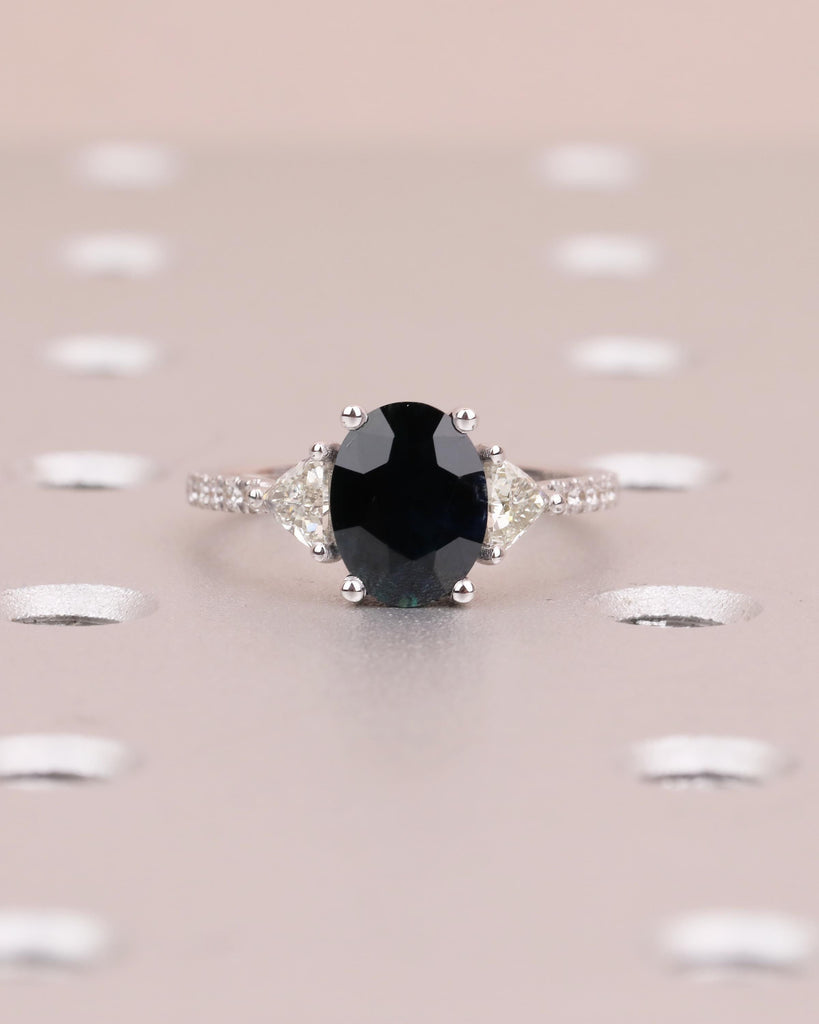 Oval Teal Sapphire Ring