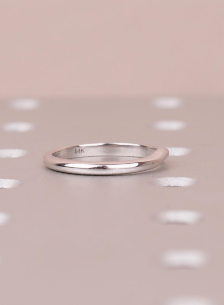 Minimalist Wedding Band, Curved 14K Yellow Gold Ring For Woman, 3.1mm Simple Ring image #5