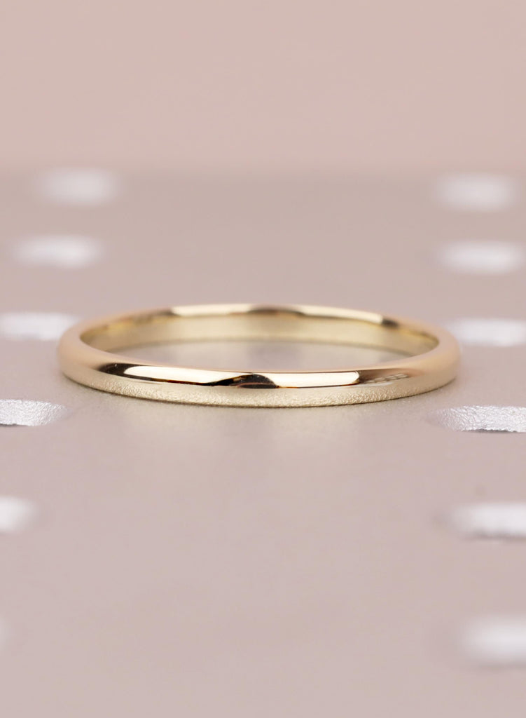 Men's 2mm 14K Yellow Gold Domed Wedding Band, Engagement Ring for Men Wedding Jewelry