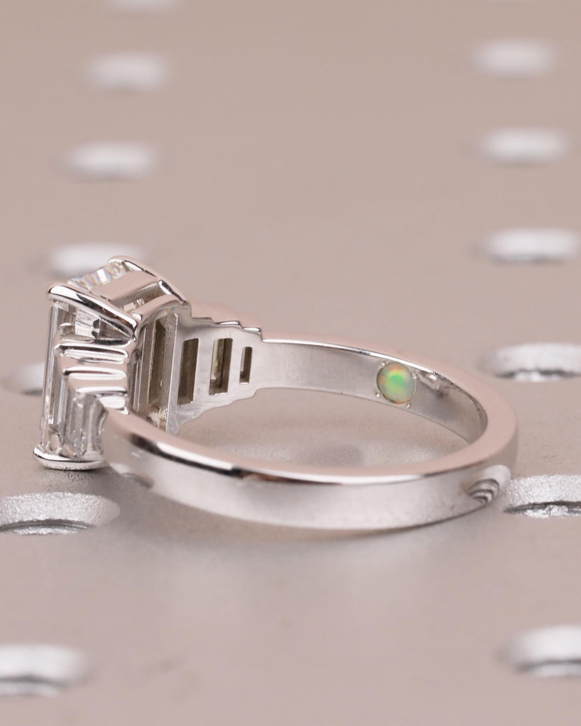 Emerald Cut Diamond Cluster Ring, 2.5-6ct Lab Grown Diamond Engagement Ring, Art Deco 14k White Gold Ring, Big Statement Rings for Women image #7