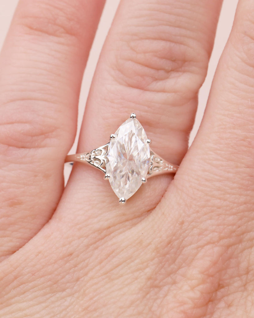 Marquise Lab Diamond Engagement Ring