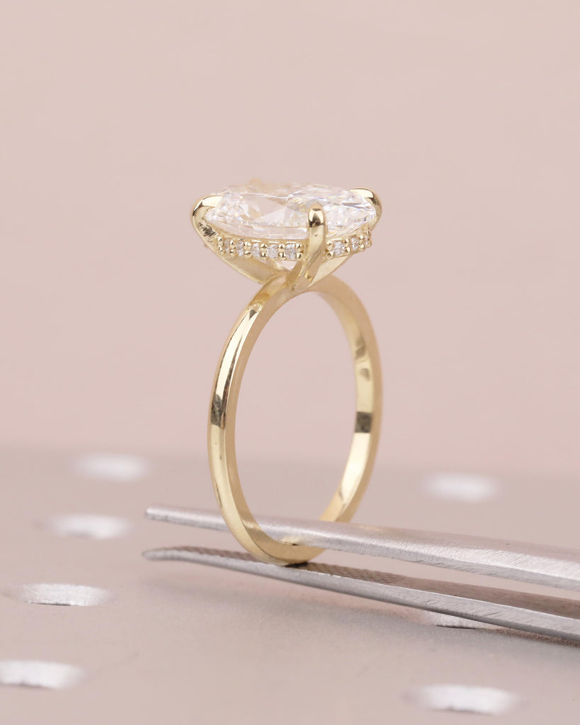 14k Solid Gold Hidden Halo IGI Certified Lab Diamond Oval Engagement Ring image #11