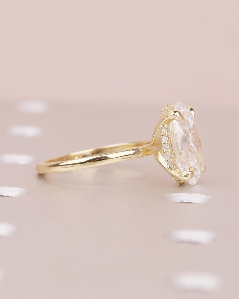 14k Solid Gold Hidden Halo IGI Certified Lab Diamond Oval Engagement Ring image #12