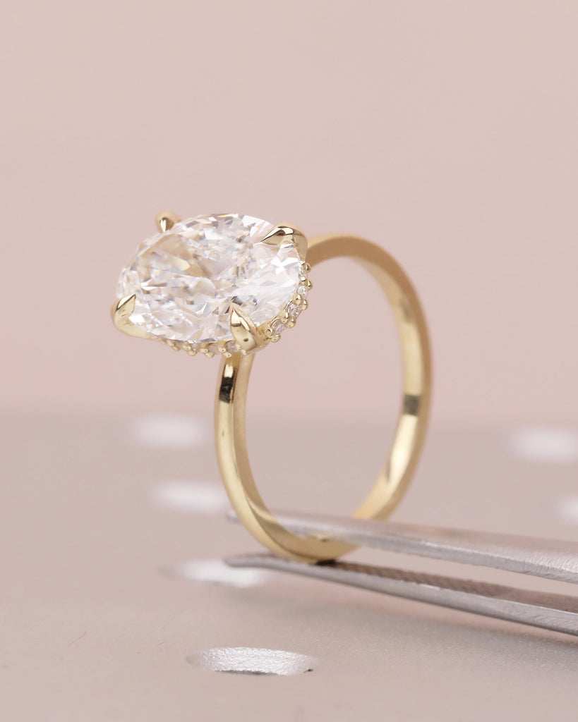 14k Solid Gold Hidden Halo IGI Certified Lab Diamond Oval Engagement Ring image #6