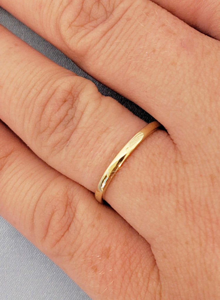 Dainty Stackable Ring, Minimalist Wedding Band, 14k Solid Gold Dainty Stacking Ring, Plain Ring For Woman, Slim Yellow Gold Bridal Band image #5