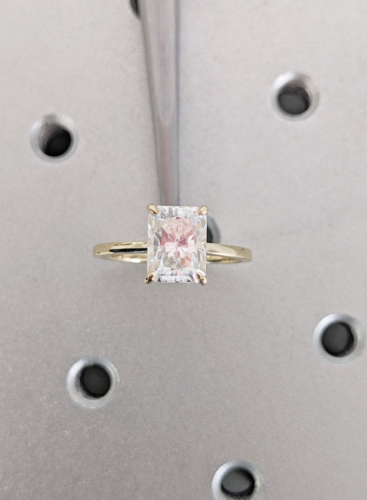2 Carat Radiant Cut Engagement Ring, Lab Grown Diamond, Handmade Diamond Hidden Halo, 14K Yellow Gold, D Color VVS Clarity IGI Certified image #7