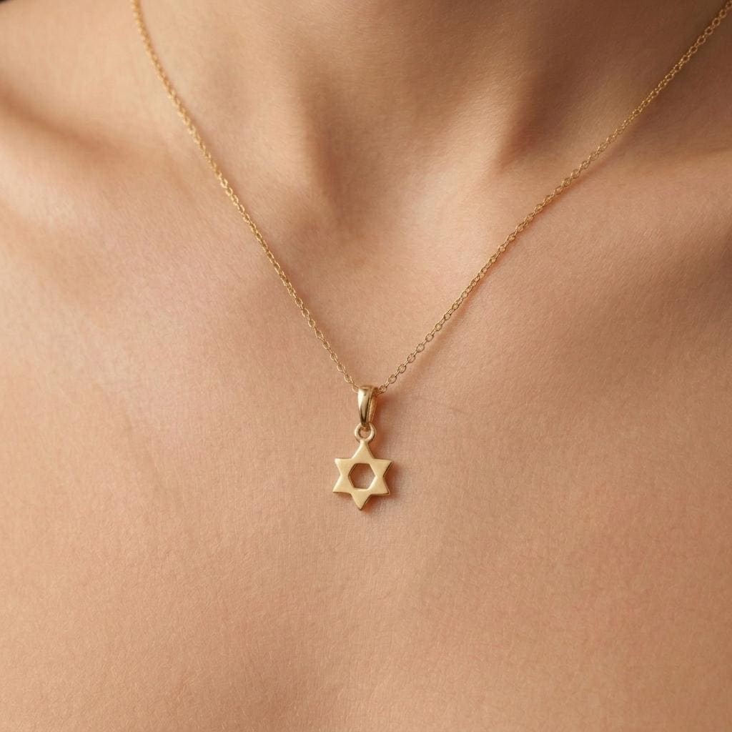 Tiny Star of David Layering Necklace | Solid Gold or 925 Silver Jewish Star Necklace | Religious Jewelry Hanukkah Gift