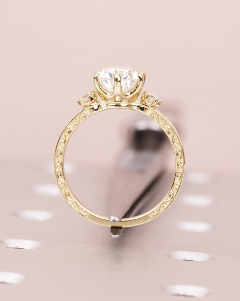 Vintage Pear Cut Lab Grown Diamond Engagement Ring, Antique Style Yellow Gold Filigree Promise Ring, Art Deco Wedding Rings for Women image #8