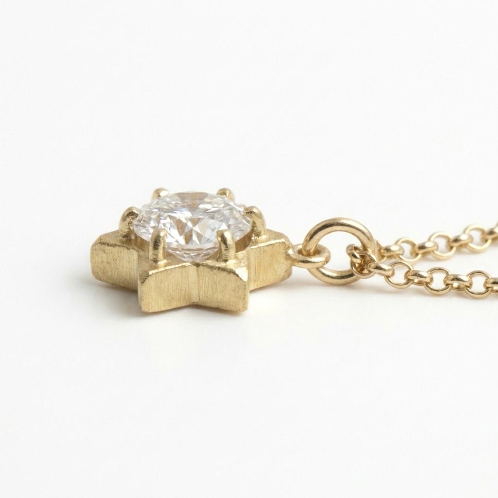 Lab Diamond Star of David Necklace | Minimalist 14k Gold Women's Necklace Pendant | Handmade Faith Necklace | Unique Religious Jewelry image #3