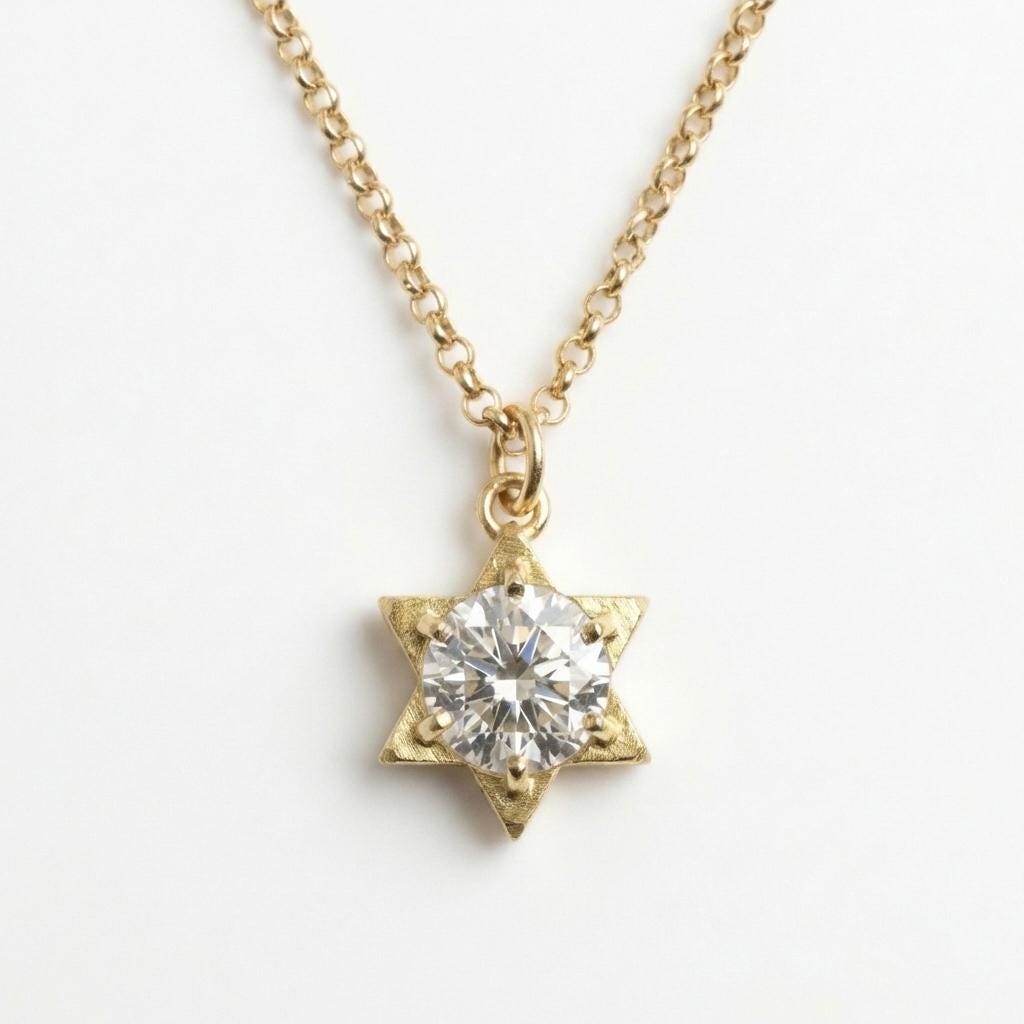 Lab Diamond Star of David Necklace
