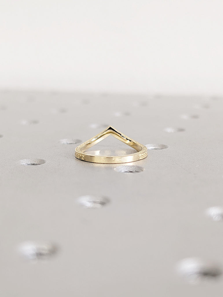 14k Gold Filigree Curved Wedding Band, Pave Aquamarine Gemstone image #6