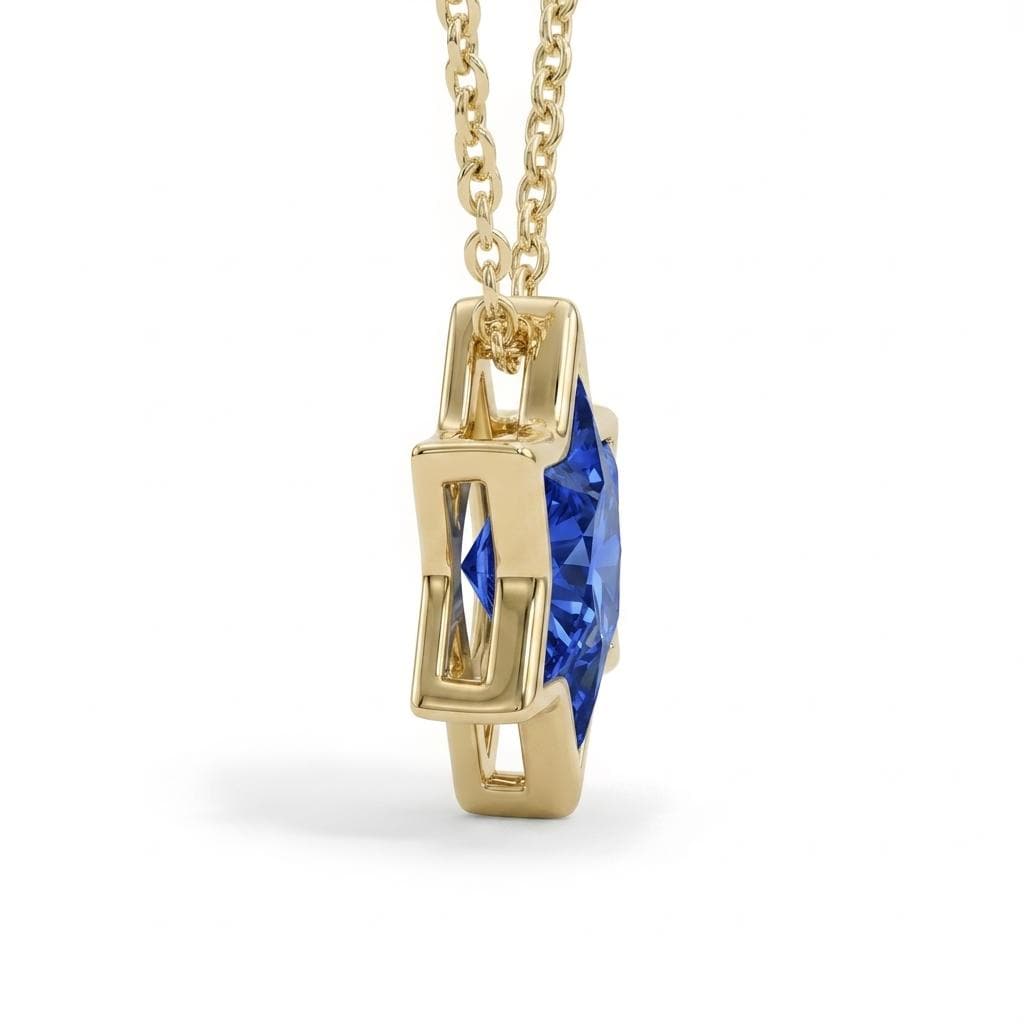 Unique Jewish Jewelry Star Necklace | 14k/18k Gold Lab Sapphire Star of David Necklace | Gold Religious Pendant | Magen David Necklace image #4