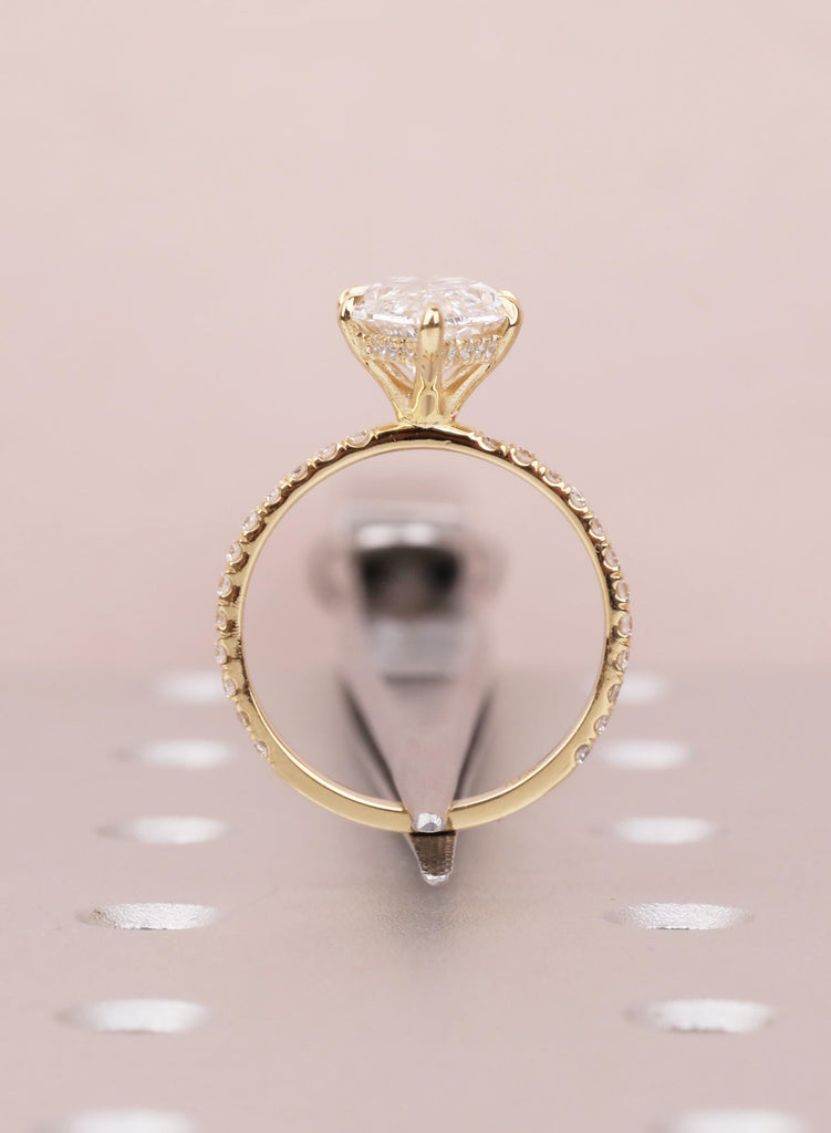 4 Carat Marquise Engagement Ring, Lab Grown Diamond Hidden Halo Ring, 18K Yellow Gold Wedding Ring for Woman, Lab Diamond Ring Gift For Her image #12