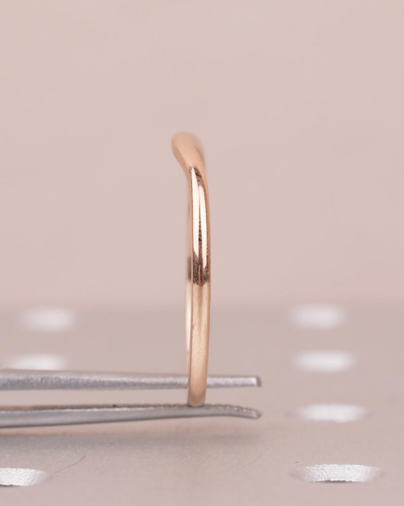 Curved Wedding Band Women | Dainty 14k Rose Gold Ring | Minimalist Stackable Rings | Unique Personalized Jewelry | Plain Anniversary Ring image #9