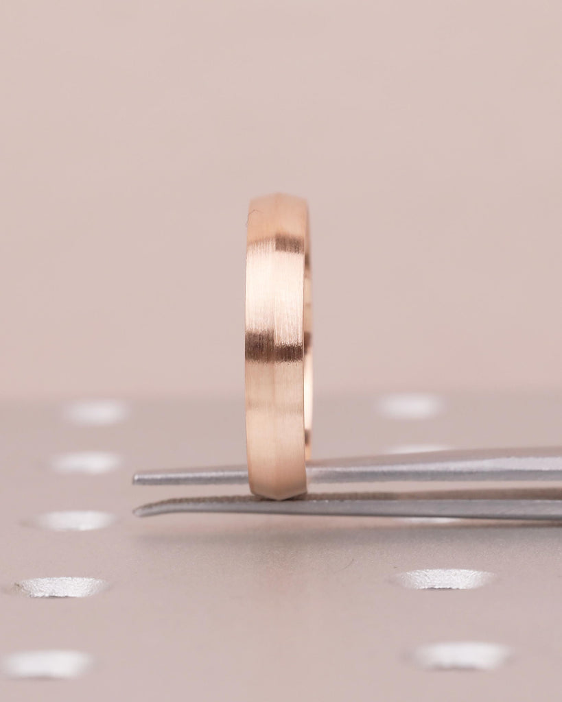 4mm Men Wedding Band | Brushed Finish Wedding Ring | Promise Ring for Him | Knife Edge Men's Engagement Ring | Unique 14k Rose Gold Band image #8