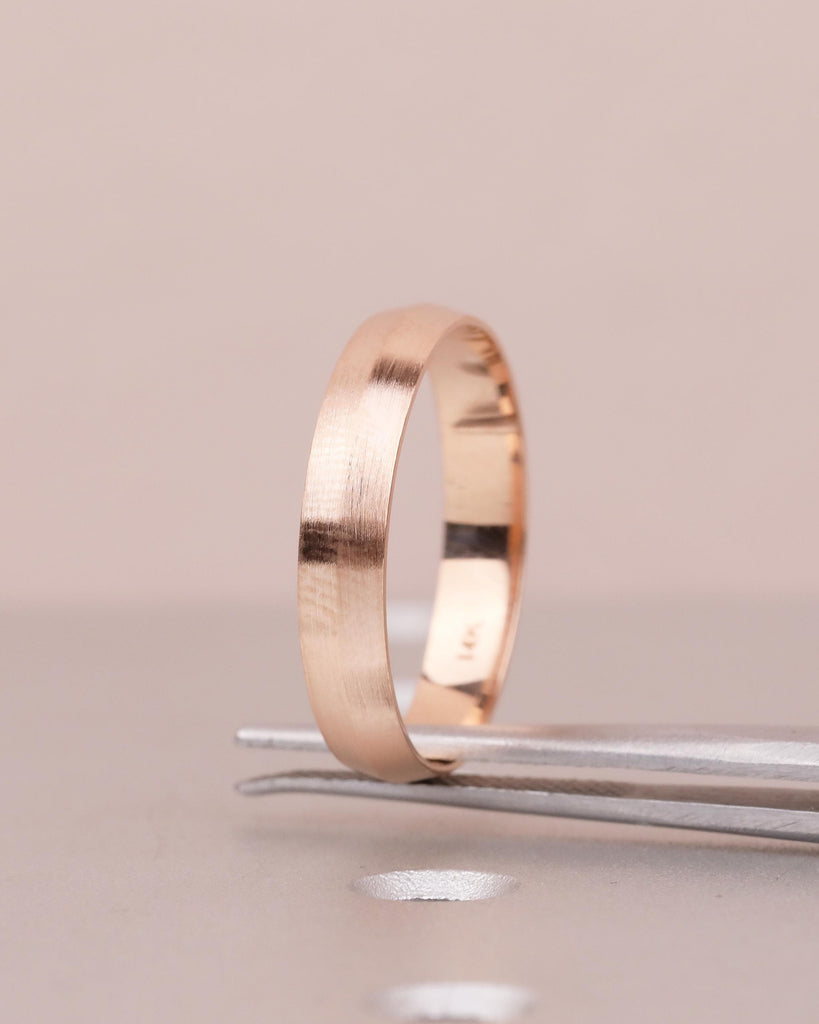 4mm Men Wedding Band | Brushed Finish Wedding Ring | Promise Ring for Him | Knife Edge Men's Engagement Ring | Unique 14k Rose Gold Band image #10