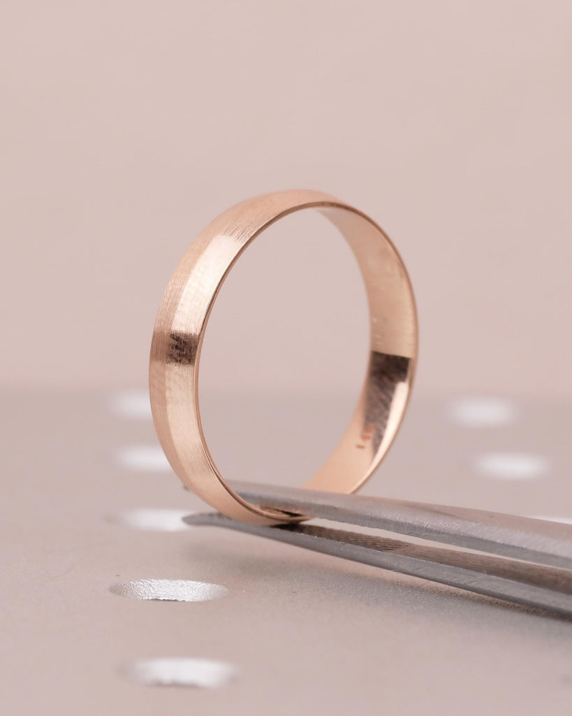 4mm Men Wedding Band | Brushed Finish Wedding Ring | Promise Ring for Him | Knife Edge Men's Engagement Ring | Unique 14k Rose Gold Band image #9