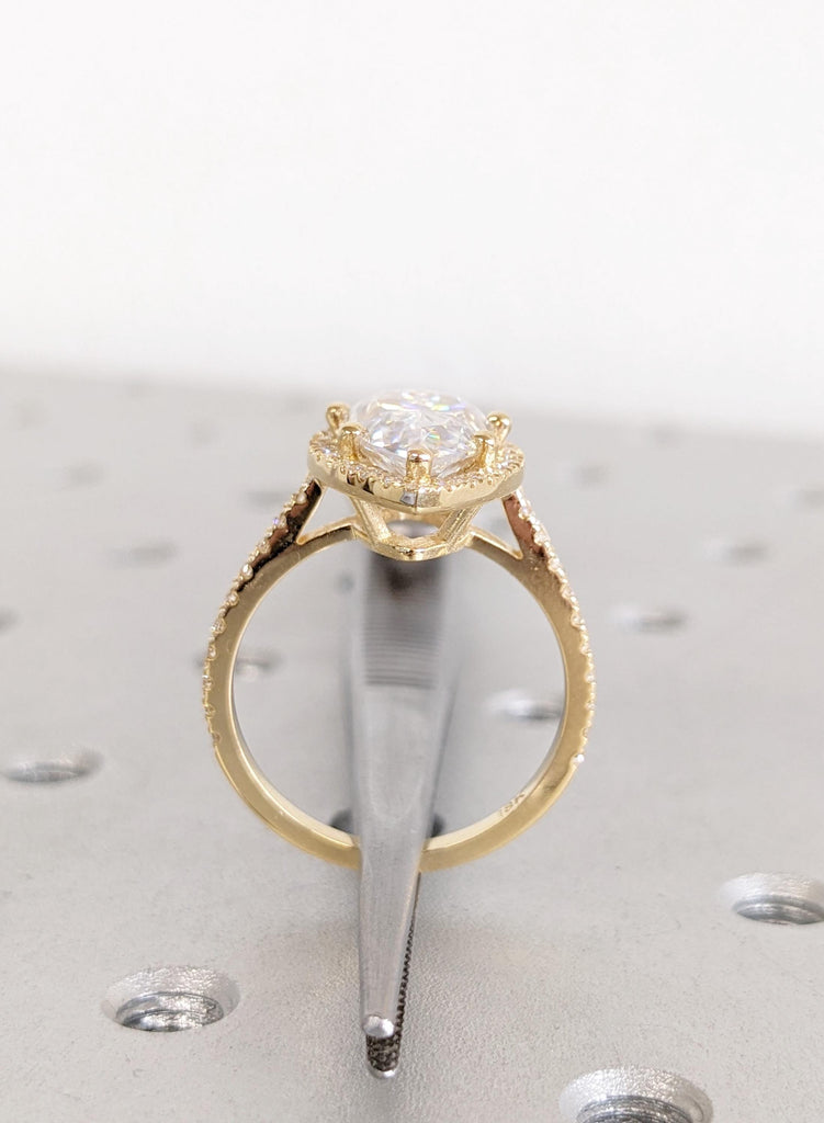 3 carat Diamond Wedding Ring, Lab Grown Diamond Halo Engagement Ring in 14K Gold, VVS clarity Diamond Jewelry, Unique Proposal Ring For Her image #10