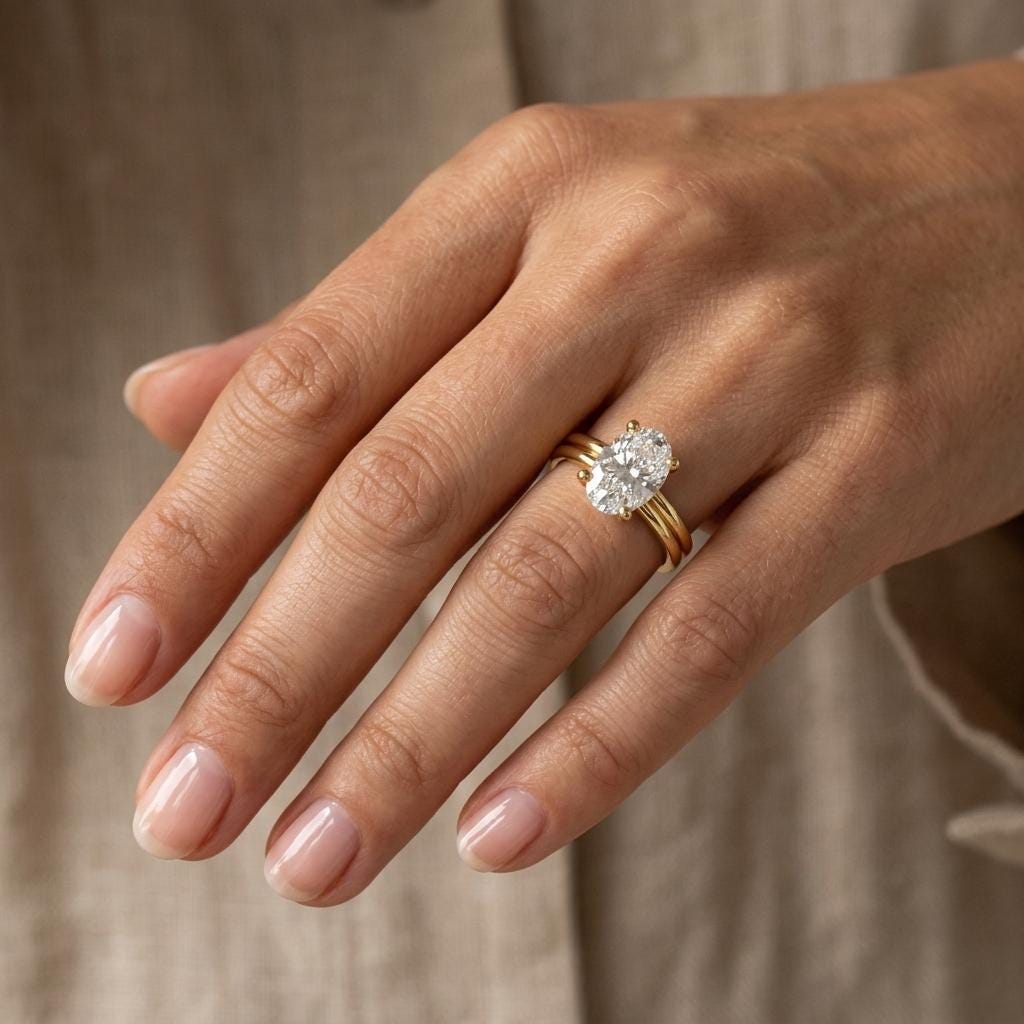 Oval cut 1.5 Carat Lab Made Diamond Promise Rings for Her | 14k Yellow Gold Solitaire Rings for Women | Wedding Anniversary Gift