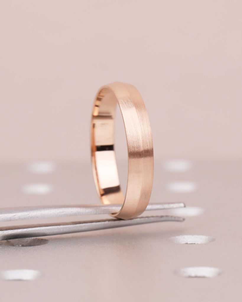 14k Rose Gold Knife Edge Wedding Band for Men